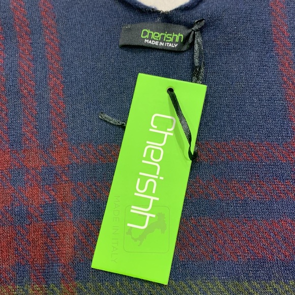 NWT Italian Made Plaid Open Front Knit Poncho Cardigan by CHERISHH - Picture 9 of 11